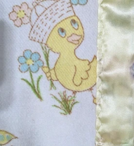 Vintage Baby Linens (4) Duck Flower Butterfly White & Yellow Sheet Blankets - Picture 1 of 17