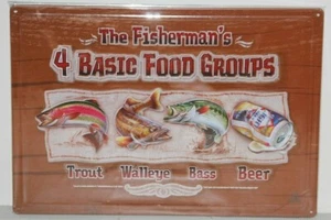 #40066 The Fisherman's 4 Basic Food Groups Metal Sign - Picture 1 of 2