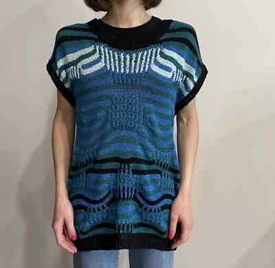 CHALECO SANDRO PARIS FRANCIA MUJER TEJIDO AZUL MULTICOLOR SUÉTER SIN MANGAS Foto 1 de 4