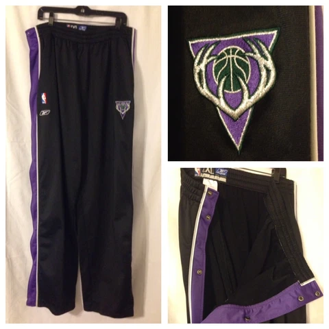 Milwaukee Bucks Black Warmup Shooting Tearaway Snap Pants By Reebok XXL 2XL Cover