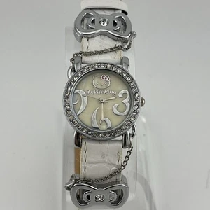 Reloj Hello Kitty Niños 2008 Banda Blanca Bisel Estrás Esfera Perlada - Batería Nueva - Imagen 1 de 9