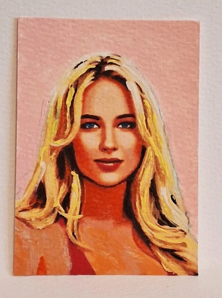 Jennifer Lawrence ACEO Original People Pintura a Mano por Leslie Popp Foto 1 de 1