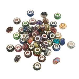 100pc Rondelle Acrylic European Large Hole Beads Spacer With Double Cores 14x9mm - Picture 1 of 8