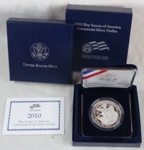 2010-P Boy Scouts of America Silver Dollar Proof US Mint $1 Commemorative - Picture 1 of 5