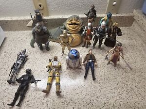 Lot de 15 figurines série noire star wars jabba the hutt, esclave Leia