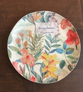 Tommy Bahama Set Of 4 Salad Plates Tropical Floral Melamine New - Picture 1 of 1