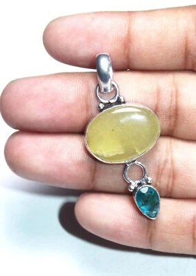 Piedras preciosas de tanzanita amarillas calcita azul hechas a mano colgante joyería tamaño 1,5 pulgadas Foto 1 de 3