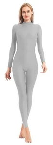 Adult High Neck Zip One Piece Unitard Full Body Leotard Bodycon Jumpsuit for ... - Picture 1 of 7