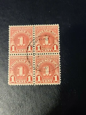 US 1931 Scott #J80 Postage due 1c block of 4 Stamps OG Used - #1791 - Image 1 of 3