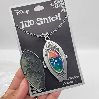 Raro Disney Lilo e Stich Pingente Caixão Medalhão Relógio Prancha de Surf - Fecho Magnético - Imagem 1 de 4