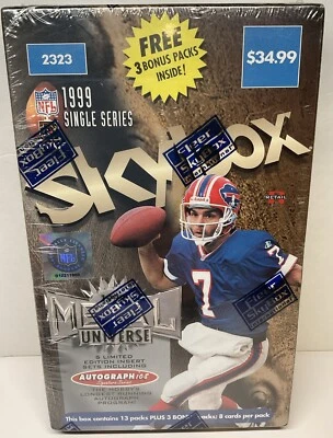 1999 Football Skybox Metal Factory Sealed Box 16Pk X 8 = 128 Cards W/ Autograph. - Image 1 of 4