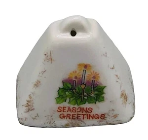 vtg seasons greetings glass bell christmas 1.5" white made in Japan mini READ - Picture 1 of 5