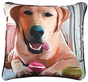 Yellow Labrador Artistic Throw Pillow 18X18" - Picture 1 of 1