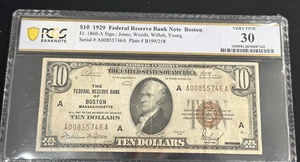 1929 $10 Federal Reserve Bank Note Brown seal PCGS VF 30 Boston - Picture 1 of 6