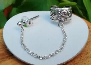 Celtic knots Silver Ear Cuff with Chain and a Stud - 171X3 - Picture 1 of 1