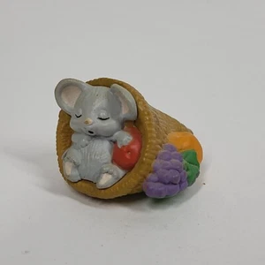 Topo in Cornucopia Figurina Vintage Punzone 1988 Buon Miniatura Ringraziamento - Foto 1 di 7