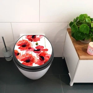 banjado premium WC-Sitz anthrazit mit Absenkautomatik Toilettendeckel Mohn Motiv - Bild 1 von 9