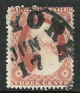 Sc #26 BOLD JUN 17 Date Cancel 3 Cent Washington 1851-57 US 57F37 - Bild 1 von 1