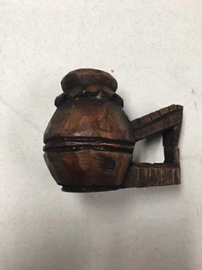 1800-1900s Antique Beautiful hand crafted Tribal Wooden Oil Pot Good Condition! - Picture 1 of 6