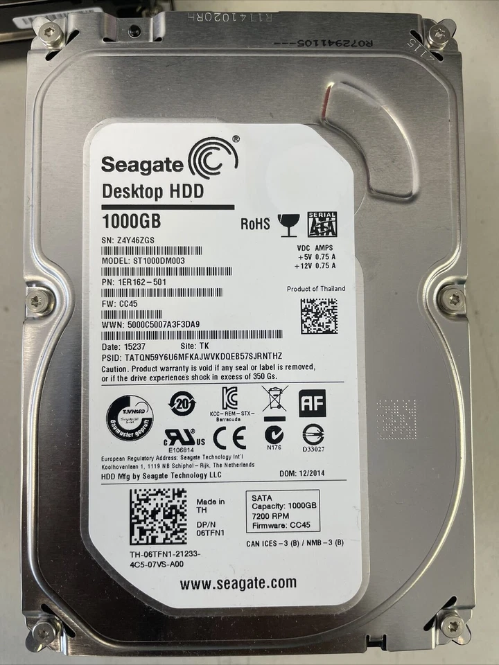 **ZERO HOURS**- ST1000DM003 Seagate Barracuda 1 TB,Internal,7200 RPM,3.5 inch HD - Image 1 of 1