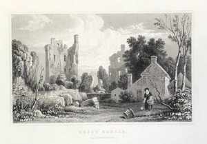 Coity Castle Glamorganshire Wales original engraved print 1830 - Imagen 1 de 2
