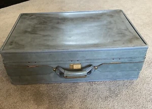 Vintage Rare BLUE Hartmann 26” Belted Leather Suitcase Luggage Paisley Lining - Picture 1 of 12