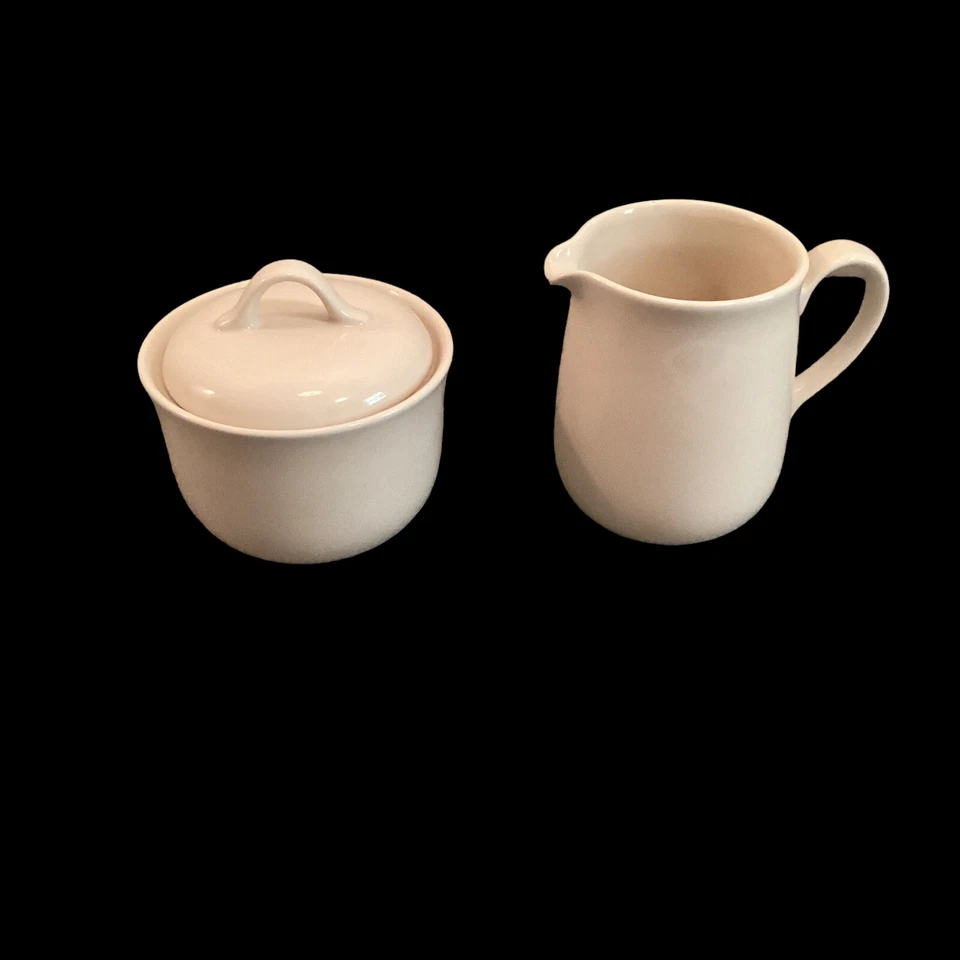 Vtg Corning Ware WHITE Cream and Sugar w/lid Farmhouse 81-TY H9 and 81-TY F0 - Image 1 of 4