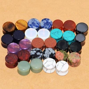 30Pcs Mixed Stone Ear Gauge Kit-Double Flare Saddle Ear Plugs-Flesh Tunnel Plugs - Picture 1 of 11