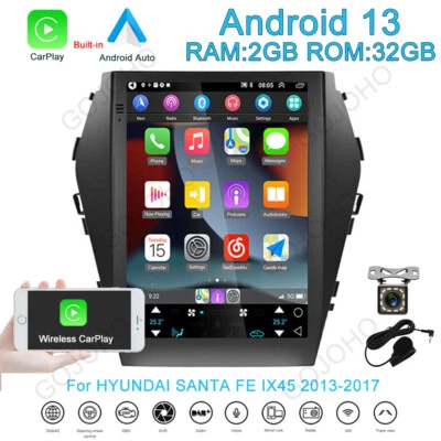Radio GPS para coche Apple CarPlay 9,7" Android 13 para Hyundai Santa Fe IX45 2013-2018 Foto 1 de 4