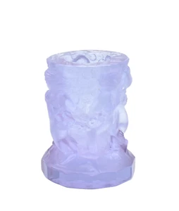 Kerzenständer gepresst geformt Stil Lalique lila Cherubs Kerzenständer Halter - Bild 1 von 6