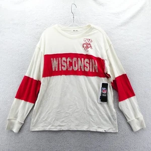 '47 Brand Wisconsin Badgers Shirt Womens Small Loose Relaxed White NCAA Top New - Picture 1 of 9