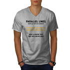 Wellcoda Parallel Lines Mens V-Neck T-shirt, Relationship Graphic Design Tee
