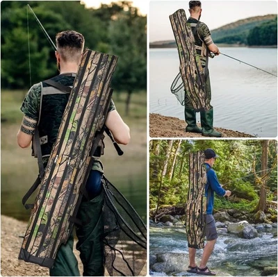 MARKENLOS Rutentasche Angeltasche für 3 Ruten - Rutenfutteral Angelkoffer Angelrutentasche