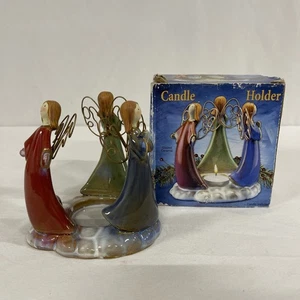 Vintage Giftco 5" glasierte Keramik Weihnachten Urlaub Engel Teelicht Kerzenhalter - Bild 1 von 14