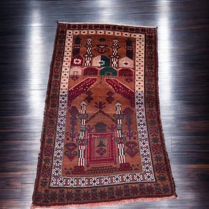 Handmade Pure Wool Afghan Baluchi Tribal War Architecture Oriental Area Rug - Picture 1 of 7