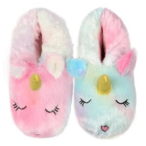 A2Z Unicorn Slippers Plush Soft Warm Cute Indoor Shoes For Kids & Womens - Picture 1 of 8