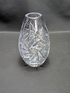 Vintage Blumenvase böhmisch geschliffen klar Kristall Stern Pinwheel schwer  - Bild 1 von 13