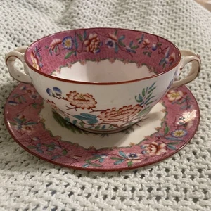 Sarreguemines Minton France Oversized 2 Handled Bowl & Saucer READ MORE - Picture 1 of 7