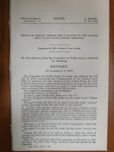 Government Report 2/28/1907 US Relief Government Lands Within Forest Reserves - Picture 1 of 1