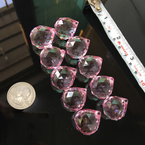 10X Suncatcher Pink Feng Shui Crystal Prism Ball Chandelier Glass Lamp Part 20MM