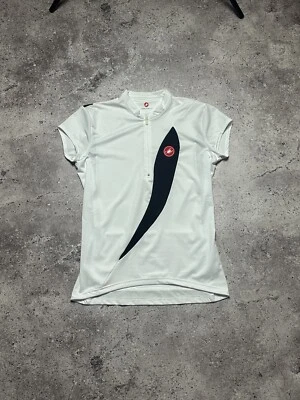 Camiseta de ciclismo Castelli feminina grande branca 1/2 zíper manga curta bolso com zíper - Imagem 1 de 4
