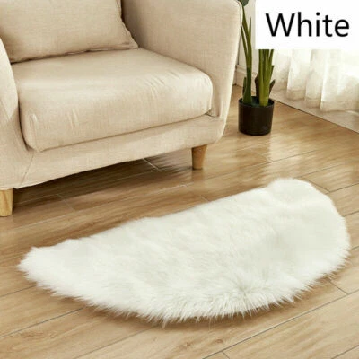 Alfombra mullida media redonda de lana artificial cálida alfombra alfombras peludas adorno para el hogar Foto 1 de 4