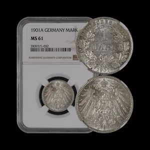 GERMANY. 1901, 1 Mark, Silver, A - NGC MS61 - Berlin - Picture 1 of 8