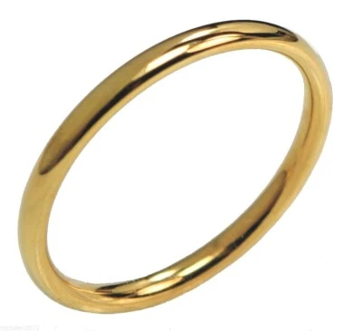 2mm wedding band ladies or mens 18K gold overlay ring size 6 R08037 T77 - Image 1 of 3