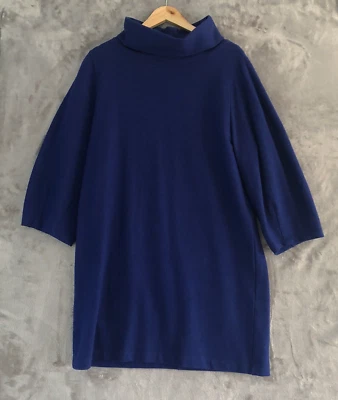 COS Blue Long Cowl Neck Winter Tunic Top Size M Wool & Cotton Blend - Image 1 of 4