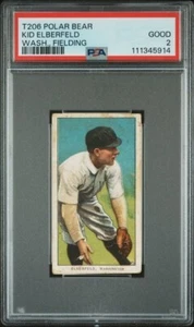 T206 Kid Elberfeld "Washington - Fielding" - PSA 2 - Oso polar - Recién graduado - Imagen 1 de 2