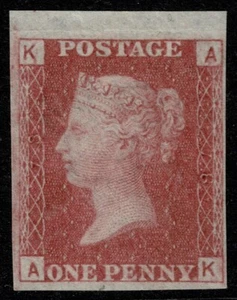 1864 1d Targa Rossa 78 AK 4m Imprimatur Parte Molto Fine Marginale SG 43 Cat. £425,00 - Foto 1 di 1