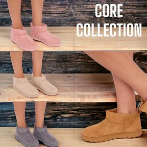 Botas al tobillo para mujer forradas de piel sintética sin cordones para damas cálidos zapatos de invierno talla - Imagen 1 de 17