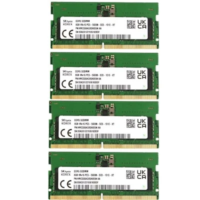 Hynix 32GB 4X8GB DDR5 5600MHz PC5-44800 262-Pins 1RX16 Laptop SODIMM Memory Ram - Image 1 of 4
