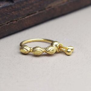 Cute 14K Real Solid Gold Indian Women Nath Nose Hoop Ring